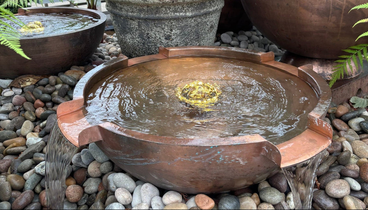Oase Copper Bowl Water Feature Round 60 with 4 spillways