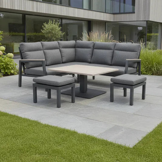 Kettler Tudor Mini Corner Set with 2 Footstools and Square High/Low Table