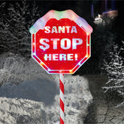 Festive Lit Santa Stop Here Sign 100cm
