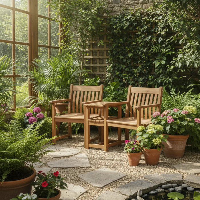 Alexander Rose Lakeside Acacia Wood Flat Arm Companion Set