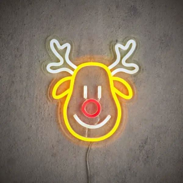 Neon reindeer face | Luca Lighting | 23 x 25.5 cm