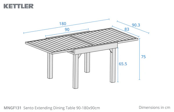 Kettler Sento Extending Dining Table 90/180 x 90cm