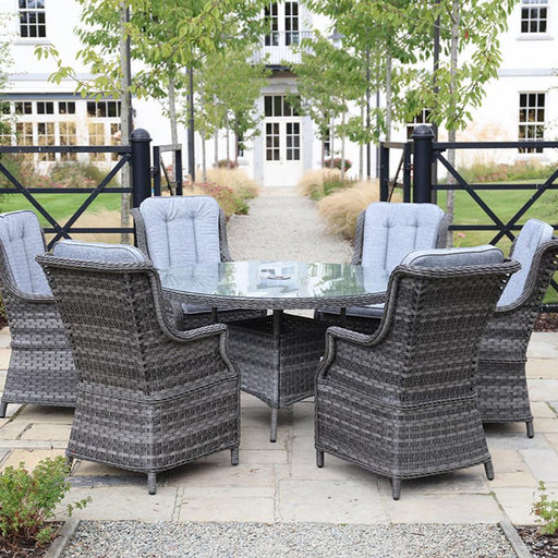 Amalfi Boston High Back 6 Seat Oval Dining Set in Grey