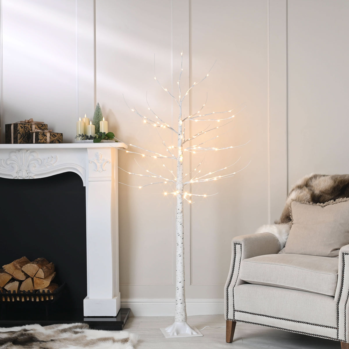 Festive Lit Silver Birch Tree - Three Sizes