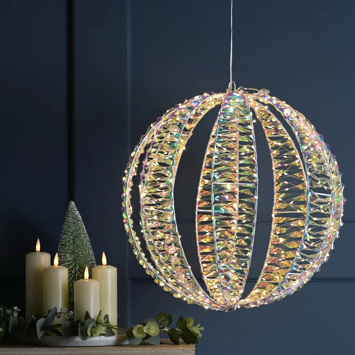30cm Lit Open Iridescent ball