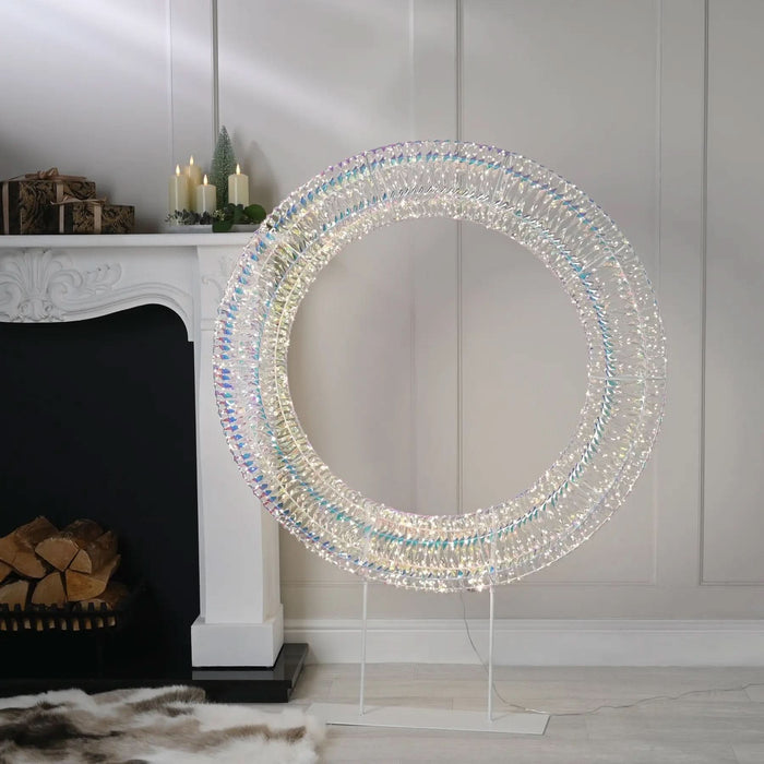 125cm Lit Iridescent Display Wreath with base