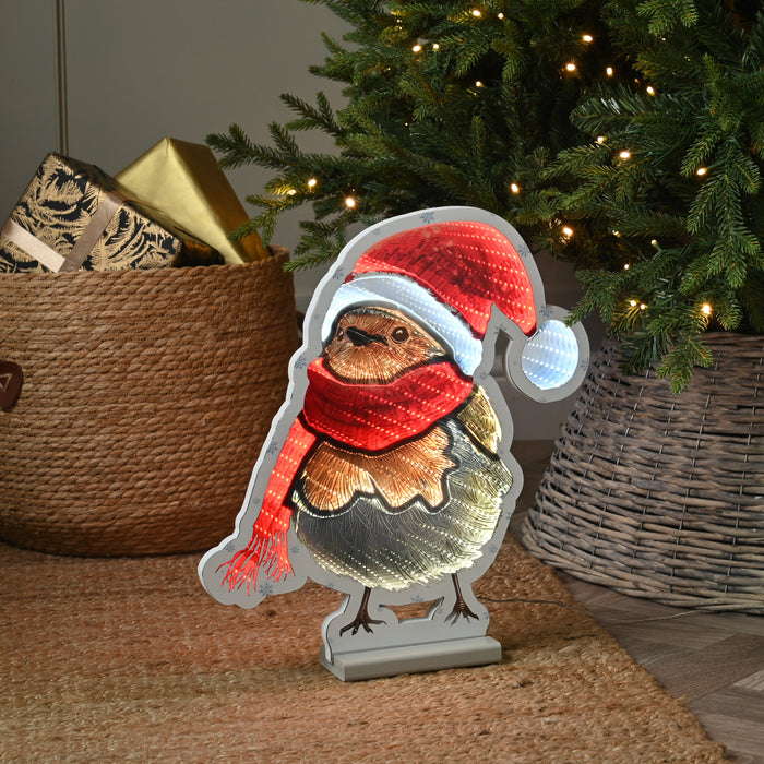 Festive 40cm Infinity Robin with Scarf