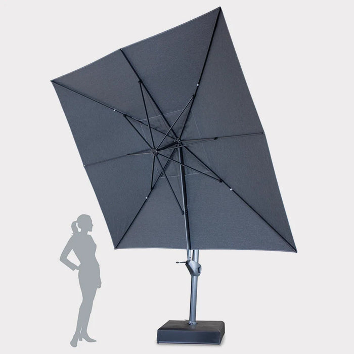 Kettler 4x3m Large Free Arm Garden Parasol with Stone Canopy
