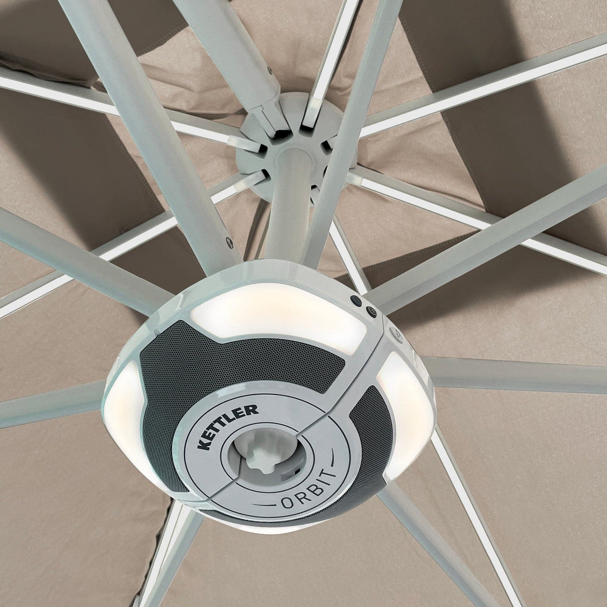 Kettler 3.3m Free Arm Parasol, LED lights & Bluetooth Speaker (2 colours)