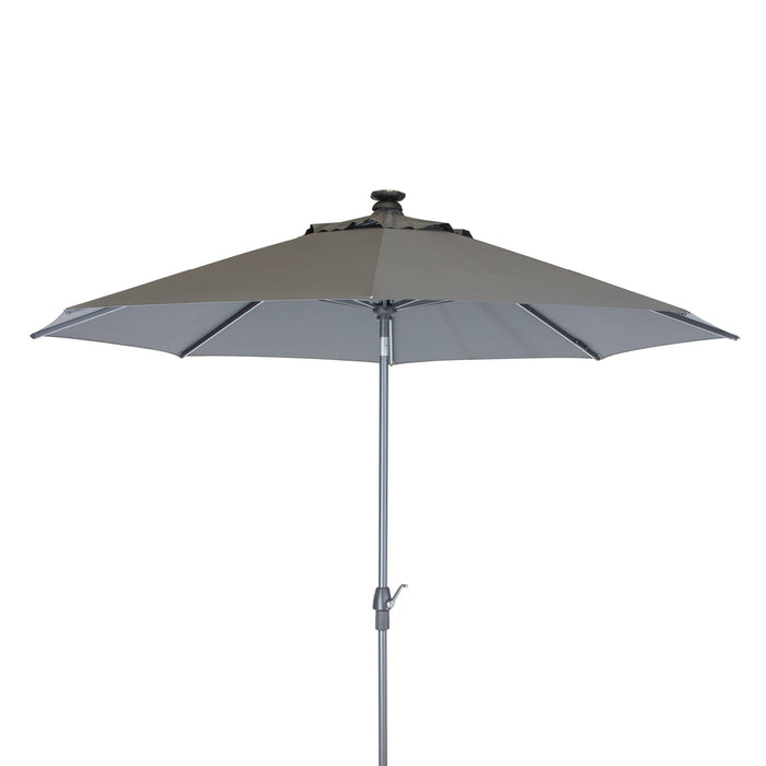 Kettler Parasol 3.0m Wind-Up with Autotilt and LED Lights Grey Frame