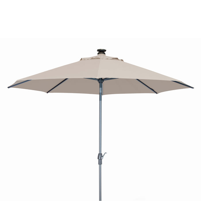 Kettler Parasol 3.0m Wind-Up with Autotilt and LED Lights Grey Frame