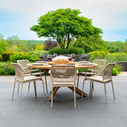 Prado 6 Seat Dining Set with lazy susan & Barista Stacking Chairs (Display Model)