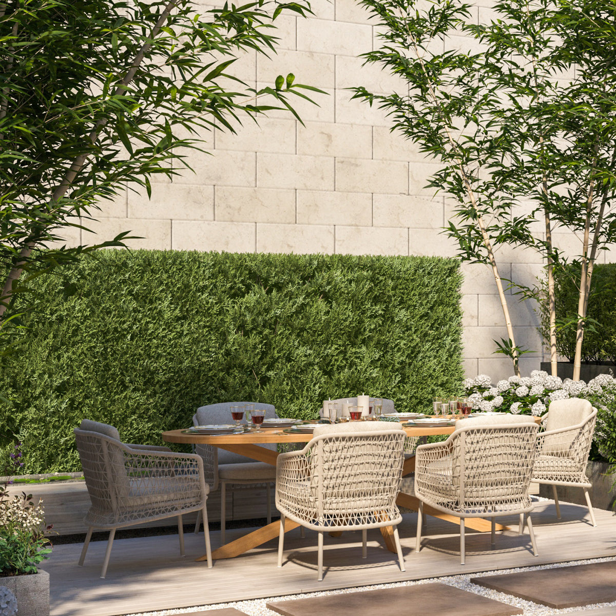 Puccini Garden Dining Set with Prado Ellipse Table