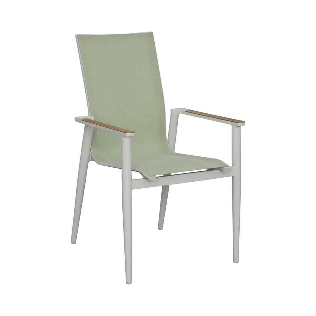 Bramblecrest Sofia Round Bistro Set in Green Stacking Armchairs