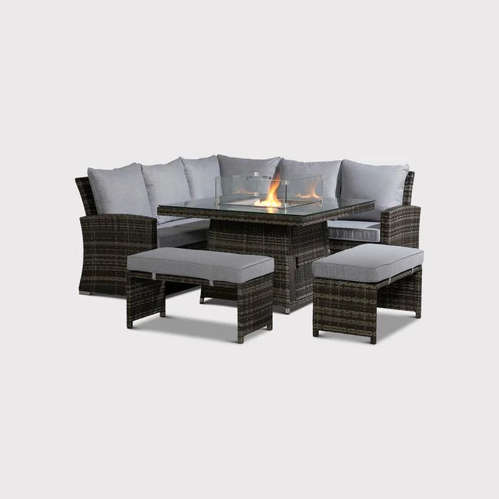 Mercer Amalfi Casual Dining Dark Grey Firepit Set