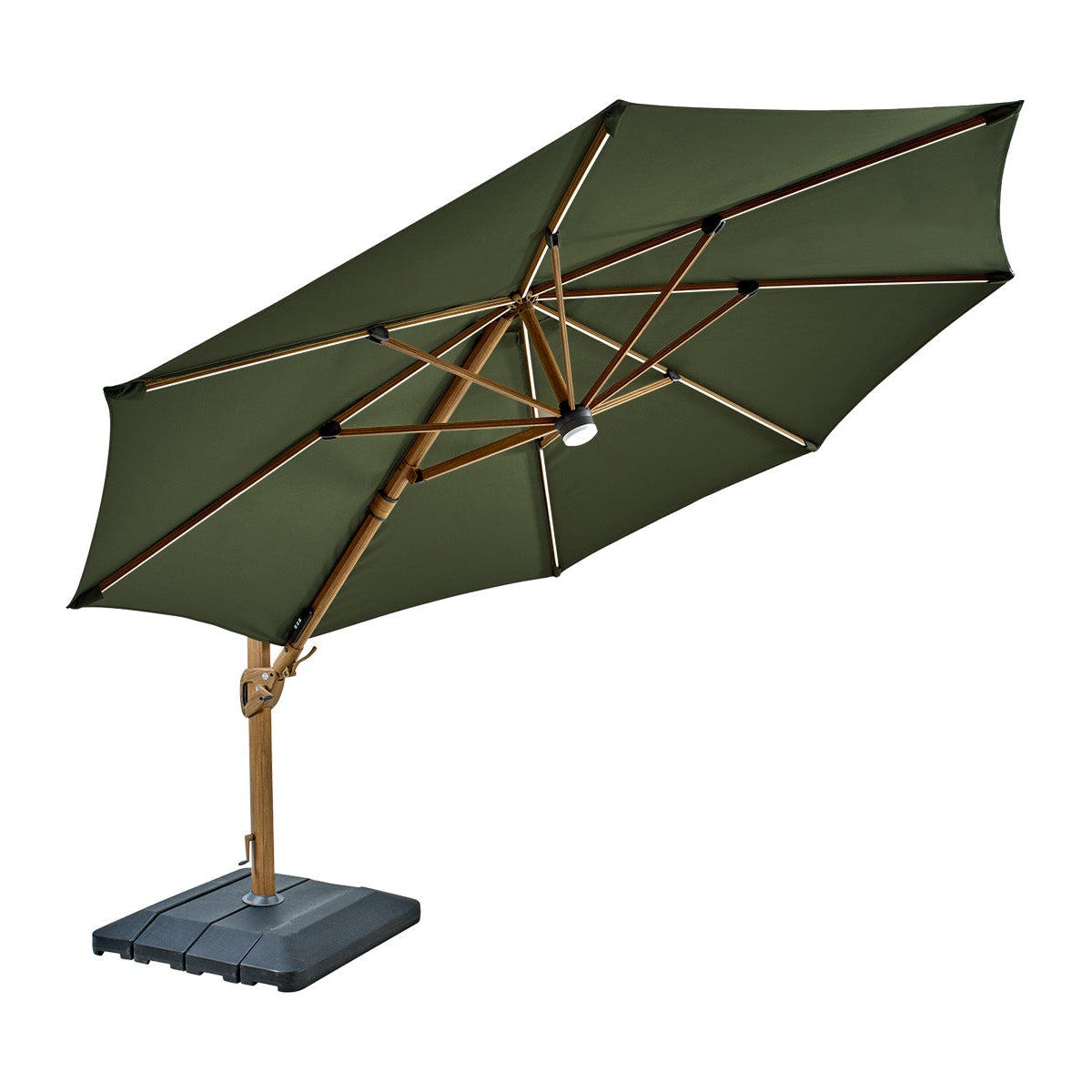 Hartman Seychelles 3.5m Round Cantilever Parasol with Folie Pole - available in Havana, Dark Grey & Juniper Green