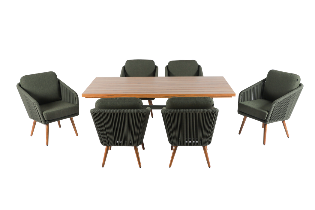 Hartman Eden 6 Seater Dining Set In Juniper Green 