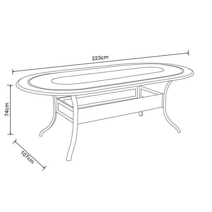 Hartman Capri 6 Seater Oval Dining Set in Bronze with Parasol & Base