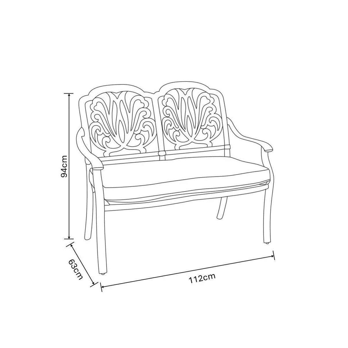 Hartman - Capri High Back Bench in Antique Grey