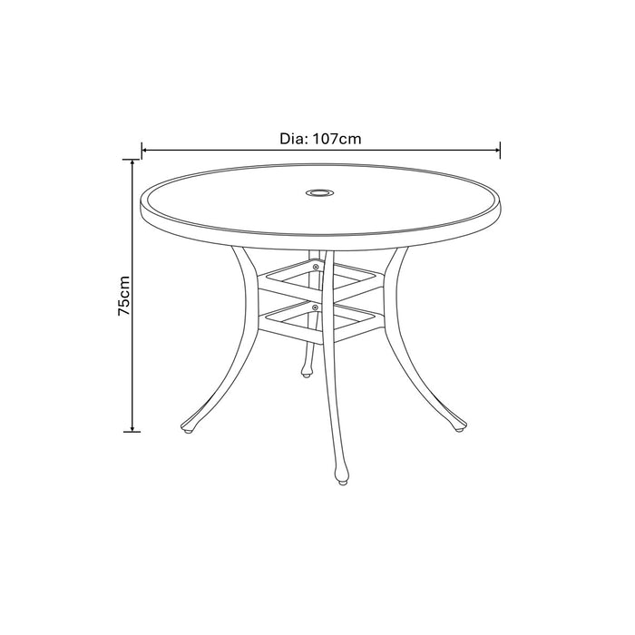 Hartman Berkeley 4 Seat Round Dining Set with Parasol & Base in Maize