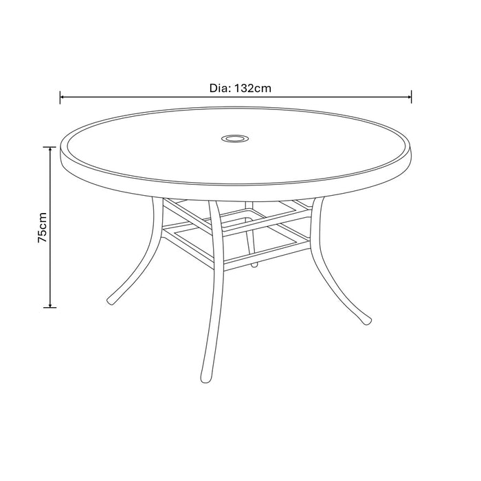 Hartman Berkeley 6 Seat Round Dining Set in Antique Grey / Platinum with base & parasol