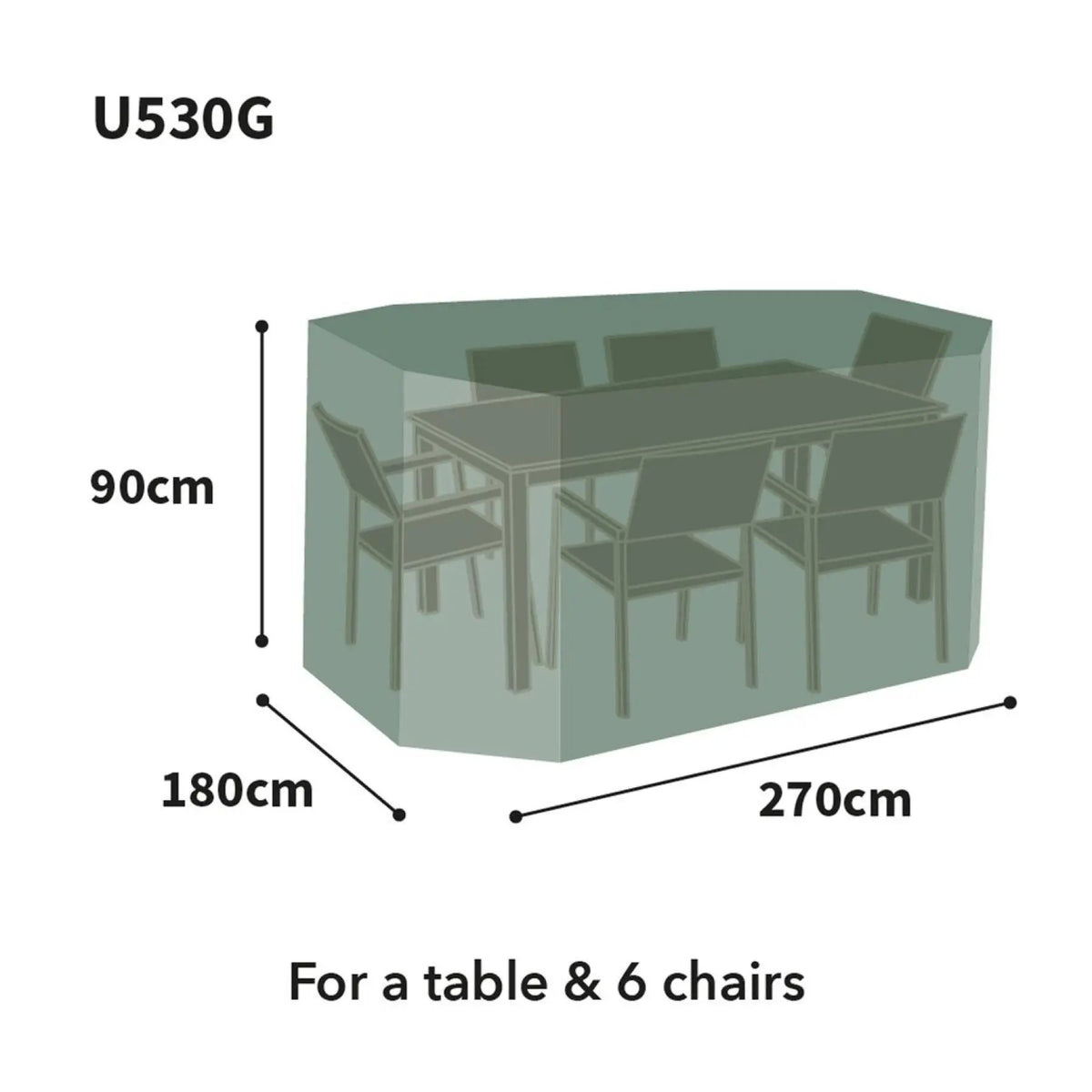 Bosmere Ultimate Protector Rectangular Patio Set Cover 6 Seat M in Green