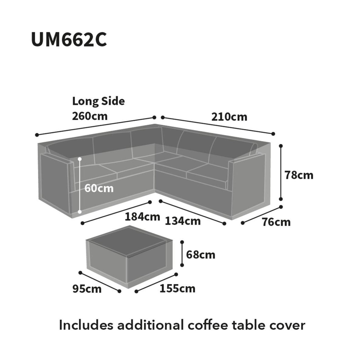 Bosmere Ultimate Protector Modular L Shaped Dining Set Cover,Left Side Long, Charcoal