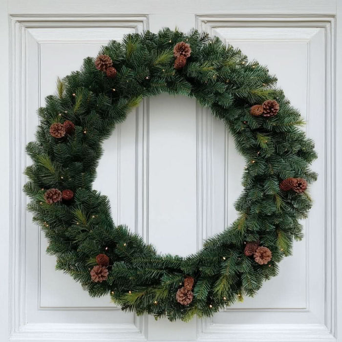 BOSK VERMONT PINE - 42" Wreath with 250 Warm White LED 5mm bulbs and NEW 8 Function
