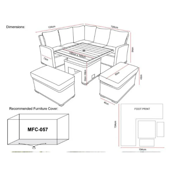 Mercer Amalfi Casual Dining Corner Set with high/low table