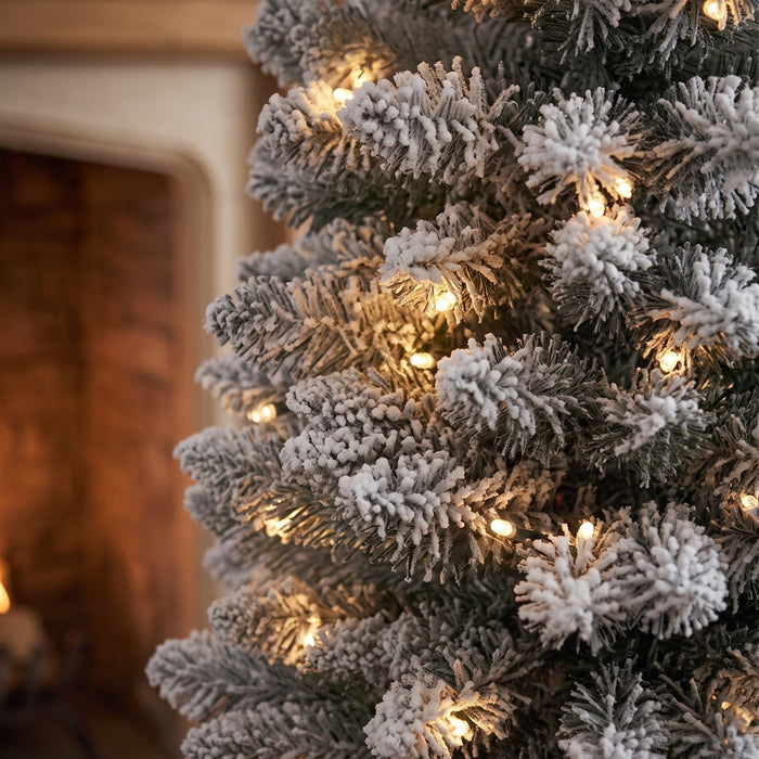 BOSK Frosted Woodland Pencil Slim Spruce – 7ft Pre-Lit Tree