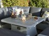 Bramblecrest Monterey Dove Rattan Curved Corner Sofa with Square Firepit table Table & 2 Benches