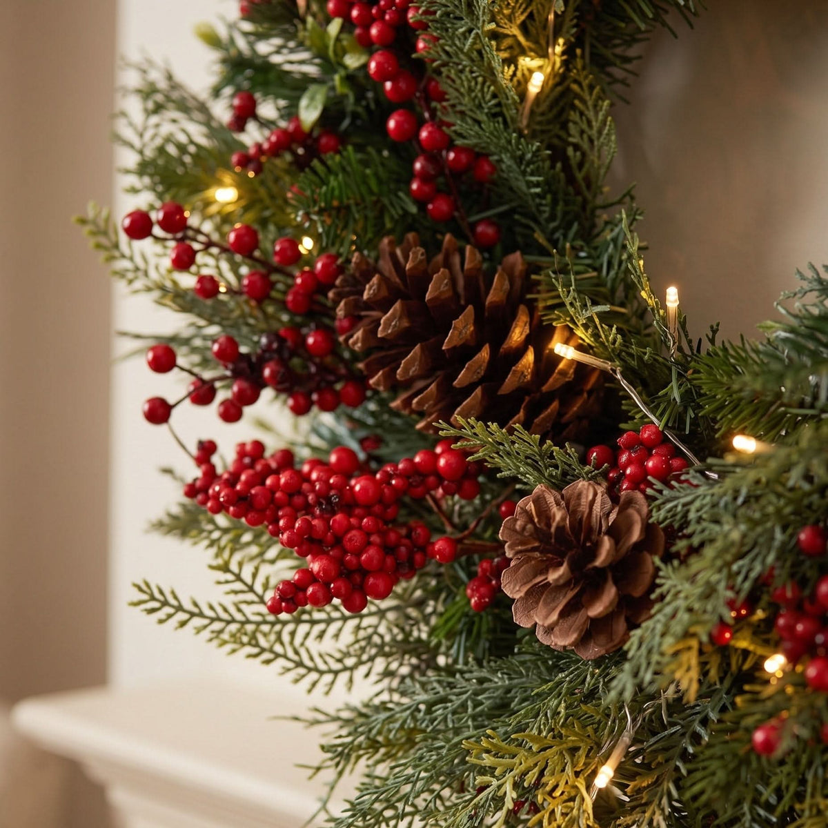 BOSK Yuletide Forest 26" Pre-Lit Wreath