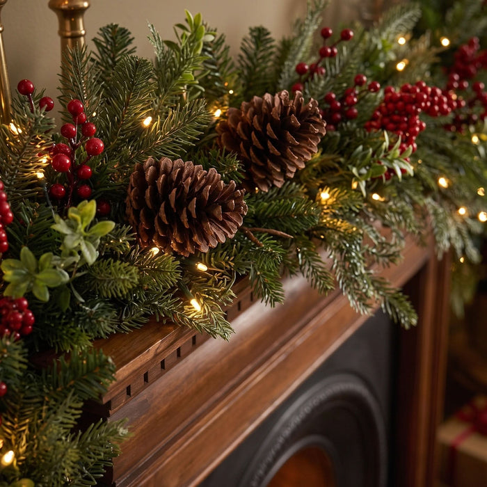 BOSK YULETIDE FOREST - 6ft Garland with 100 Warm White LED Battery