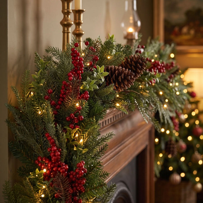 BOSK YULETIDE FOREST - 6ft Garland with 100 Warm White LED Battery