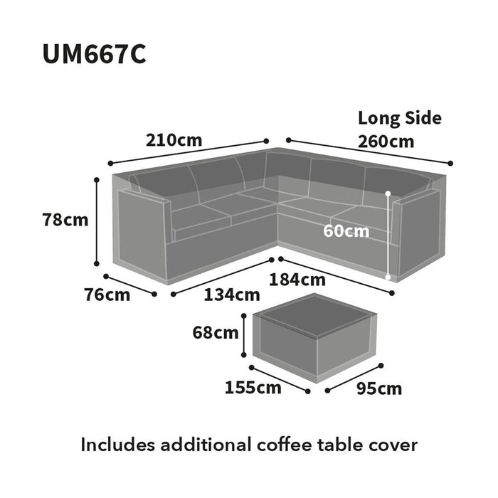 Bosmere Ultimate Protector Modular L Shaped Dining Set Cover, Right Side Long, Charcoal