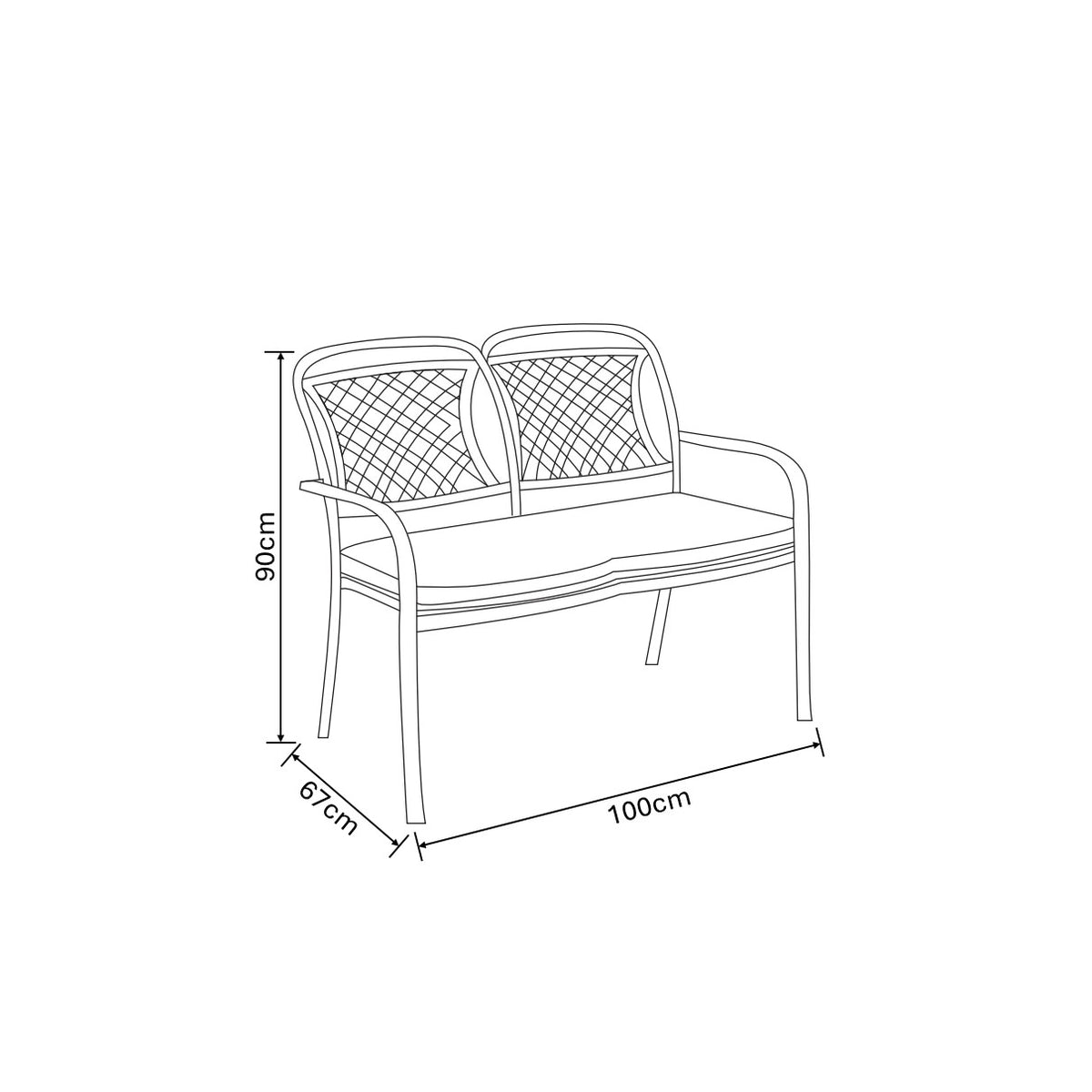 Hartman Berkeley 2 Seat High Back Bench in Bronze