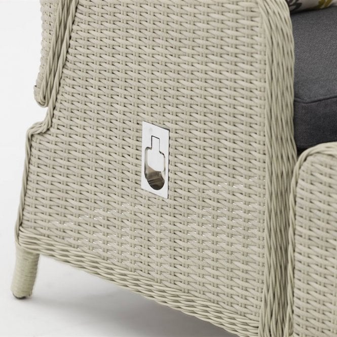 Bramblecrest - Chedworth Rattan Recliner Set in Dove Grey with 2 Footstools & Side Table