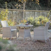 Bramblecrest Patagonia Willow Rattan Bistro Table Set with 2 Armchairs