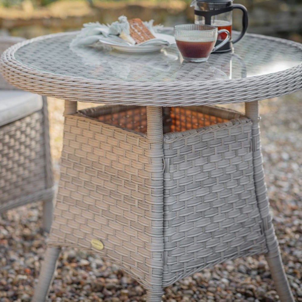 Bramblecrest Patagonia Willow Rattan Bistro Table Set with 2 Armchairs