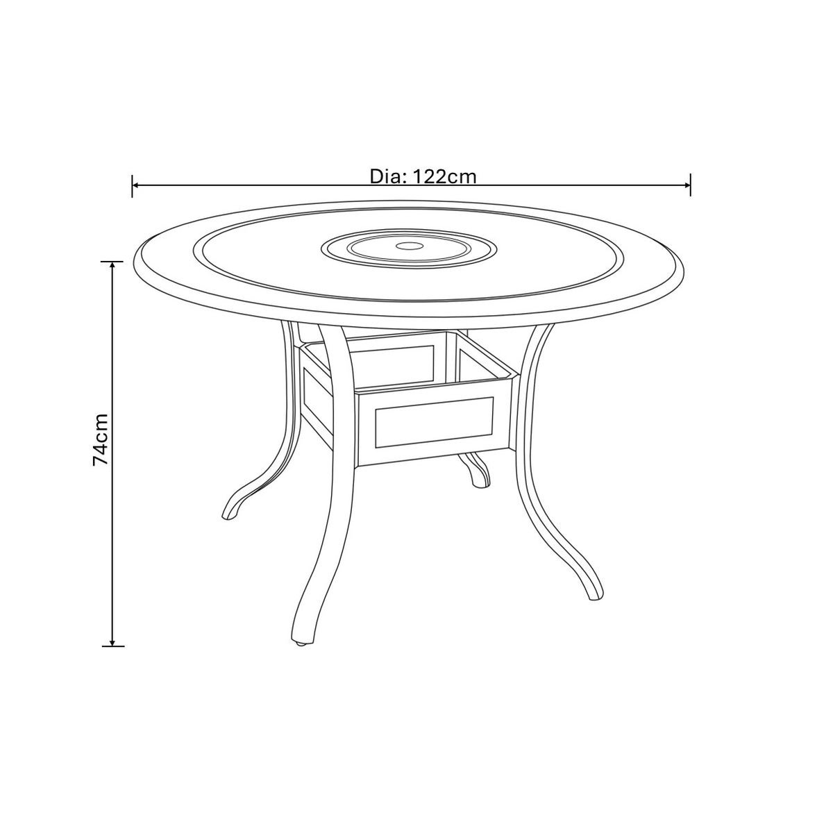 Hartman Capri 4 Seat Round Dining Set in Maize with Parasol & Base