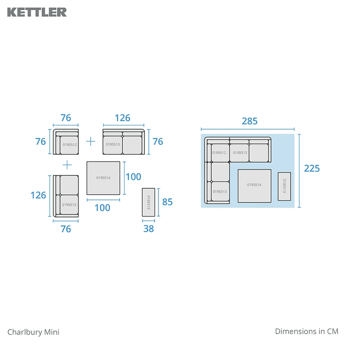 Kettler Charlbury Signature Casual Dining Mini Corner Set with High / Low Table