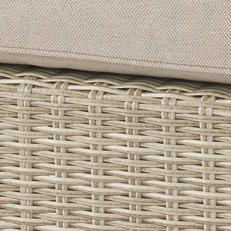 Bramblecrest Chedworth 4 Seat Garden Dining Set in Sandstone with Round Table, Parasol & Base