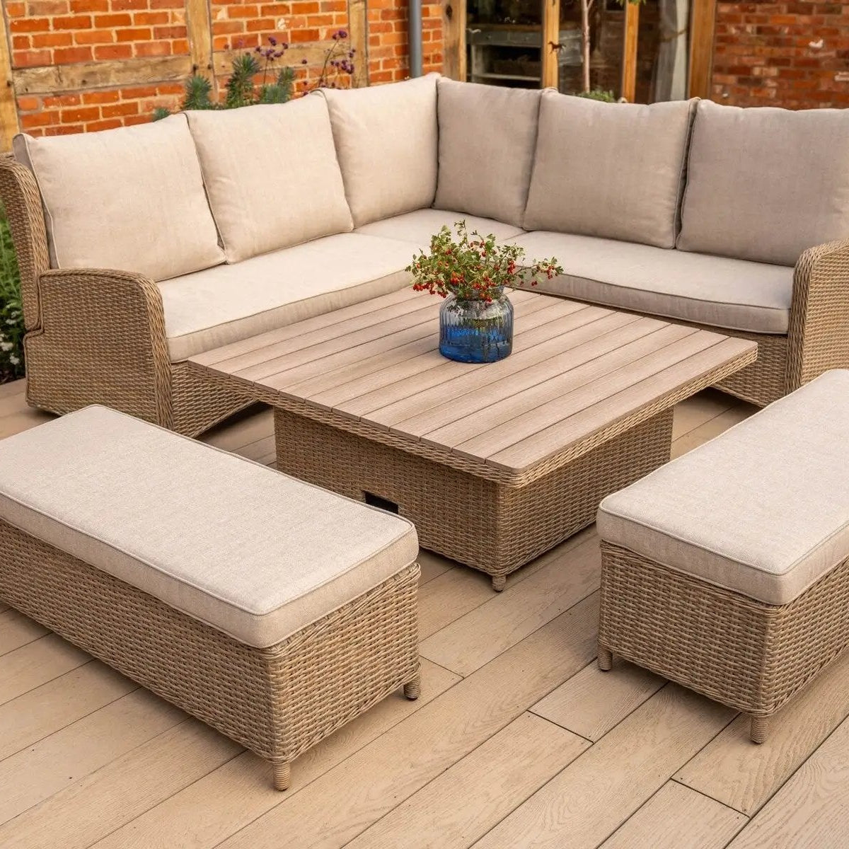 Kettler Derwent Reclining Corner Set with Height Adjustable Table & 2 x Benches