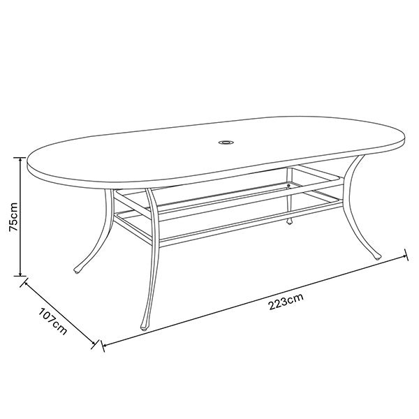 Hartman Berkeley 6 Seat Oval Outdoor Dining Set in Maize with Parasol & Base