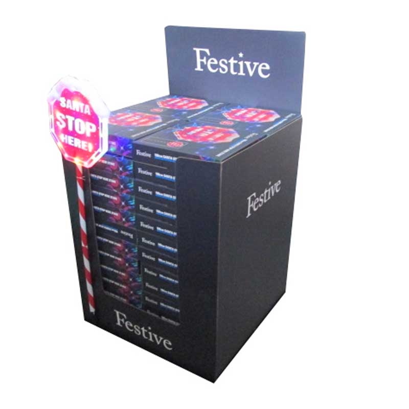 Festive Lit Santa Stop Here Sign 100cm