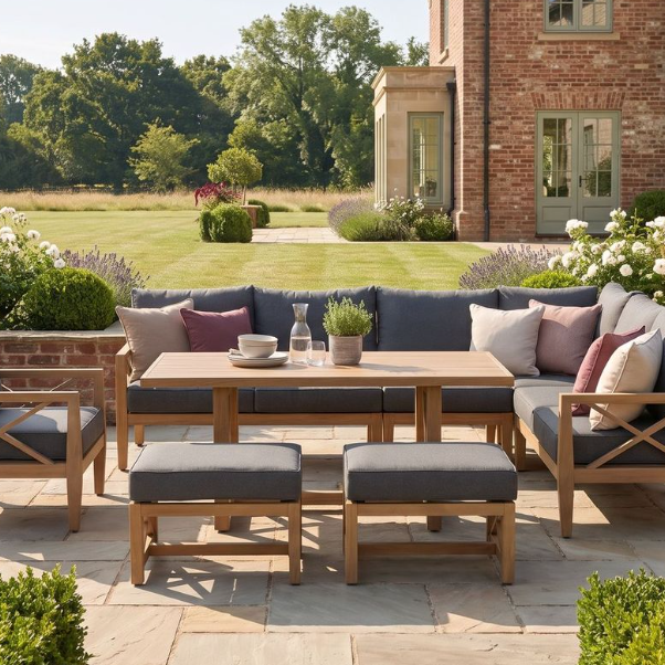 Hartman Elba Rectangular Corner Lounge Set in Larch Folie / Grey Harris