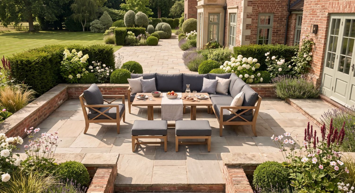 Hartman Elba Rectangular Corner Lounge Set in Larch Folie / Grey Harris