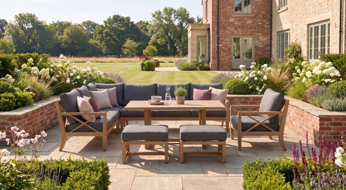 Hartman Elba Rectangular Corner Lounge Set in Larch Folie / Grey Harris