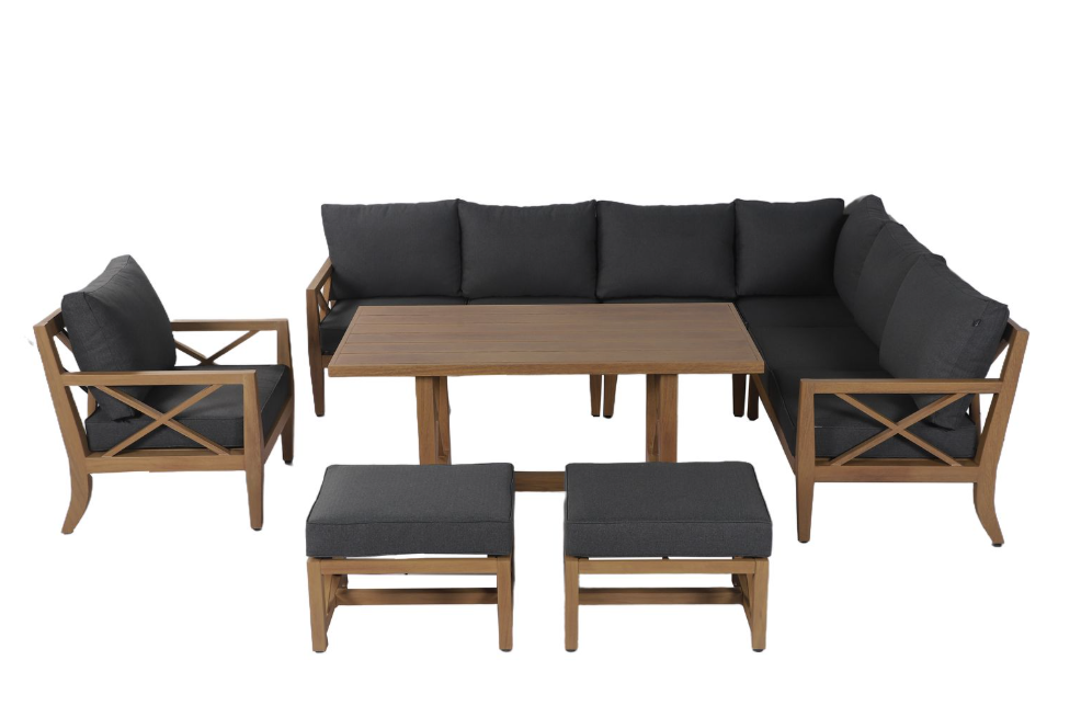 Hartman Elba Rectangular Corner Lounge Set in Larch Folie / Grey Harris