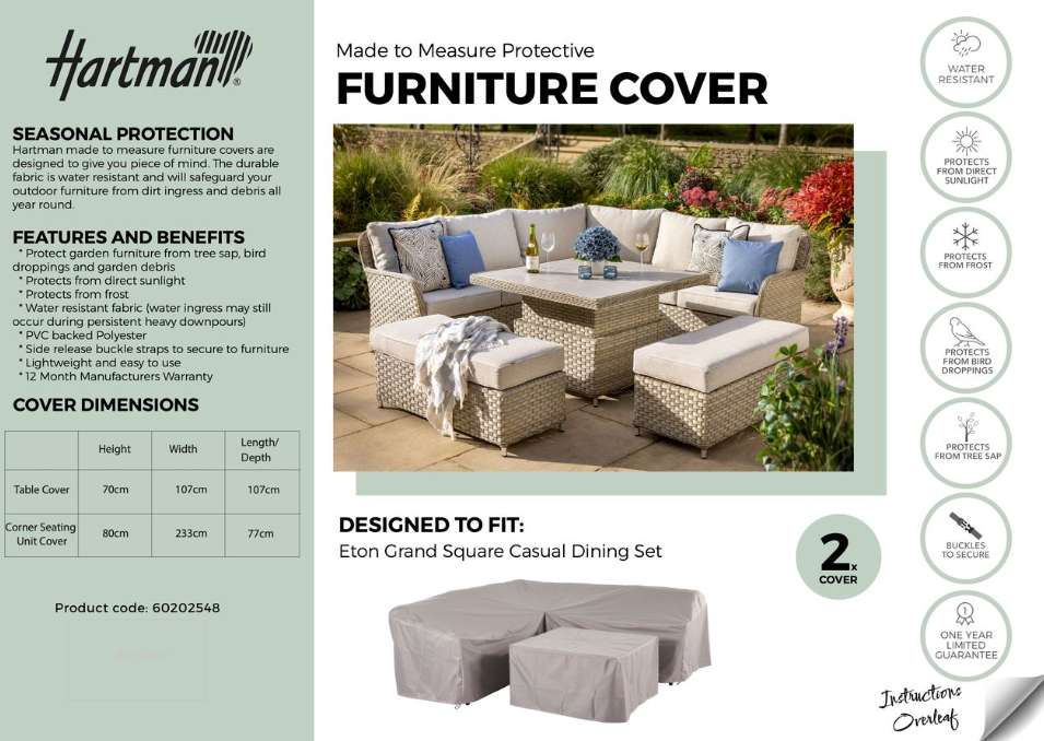 Hartman Eton Grand Square Casual Dining Set Cover